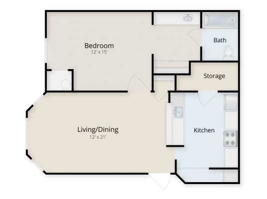 Cypress 1 Bedroom 630-646 sq. ft.